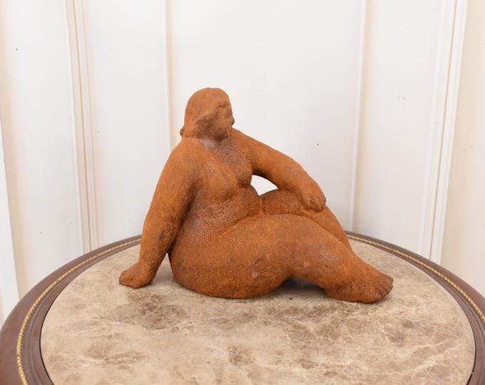Rustic Cast Iron Woman Statue: Rubensian Sculpture, Home Garden Decor