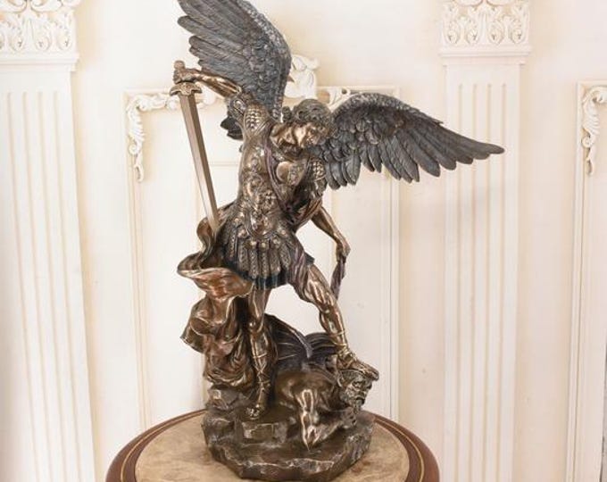 VERY LARGE Saint Michael Archangel Figurine: Patron Saint of Police Officers, Spiritual Decor