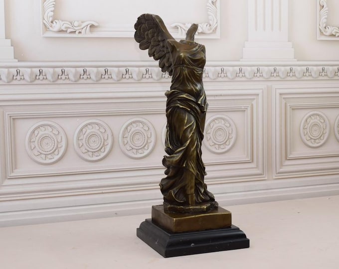 Large Ancient Greek Nike of Samothrace - Mythology Bronze Sculpture on Winged - Nike Winged Goddess - Home Decor Sculpture - Gift Idea