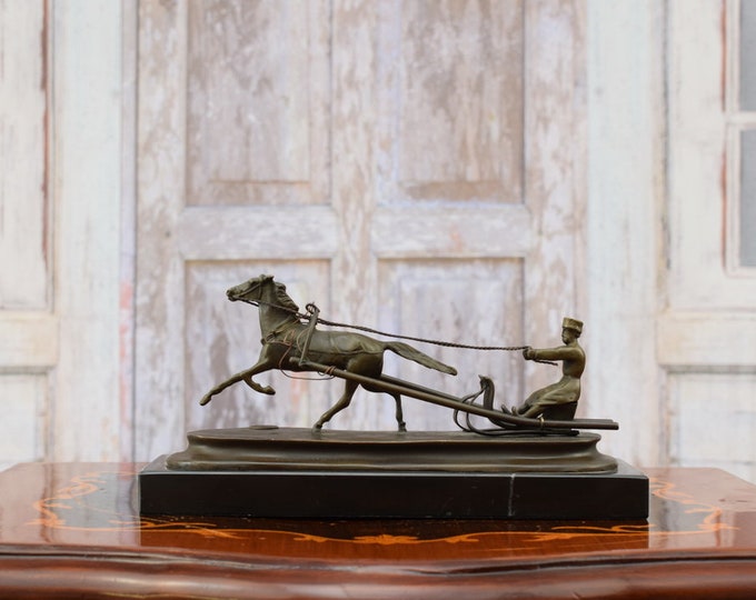 Cossack on Horse - Bronze Statue Hunting Trip - Hunter with Horse - Exclusive Gift Idea -