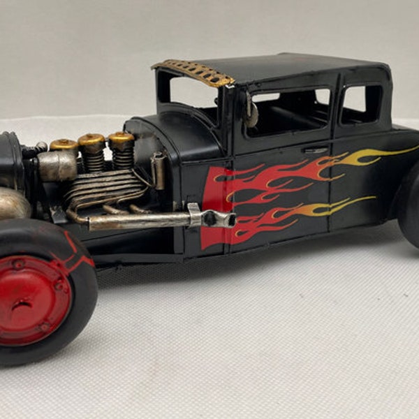 Vintage Hot Rod Car Old Metal Model Toy Auto   Gift Idea for Firefighter Old School