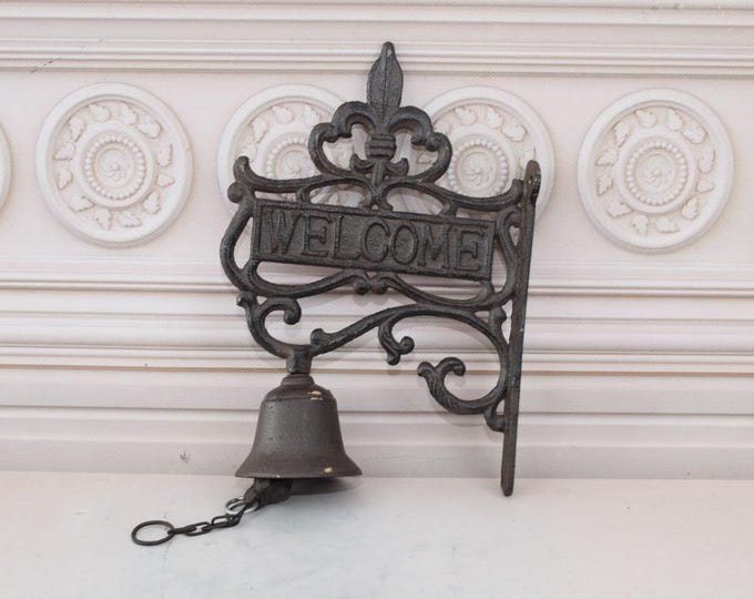 Decorative Door Bell Welcome - Vintage  Bell - Unique Bell - Cast Iron Bell - Antique Home Decor - Wall Ring Bell Good Gift Idea