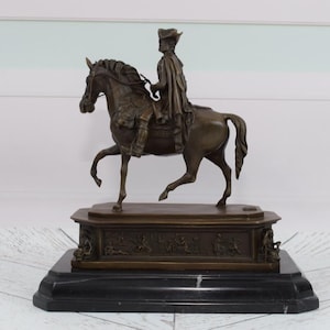 King Frederick II on Horse - Bronze Statue - William II Hohenzollern Sculpture - Exclusive Gift on Marble Base - Unique Home Decor