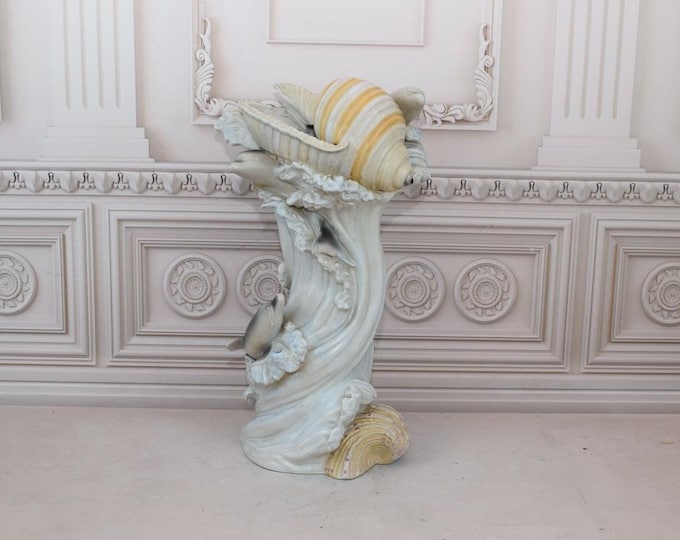 Very Rare Porcelain Flower Pot - Vase Porcelain - Sea Vase with Dolphins and Seashells - Home Decor - Gift for Wedding