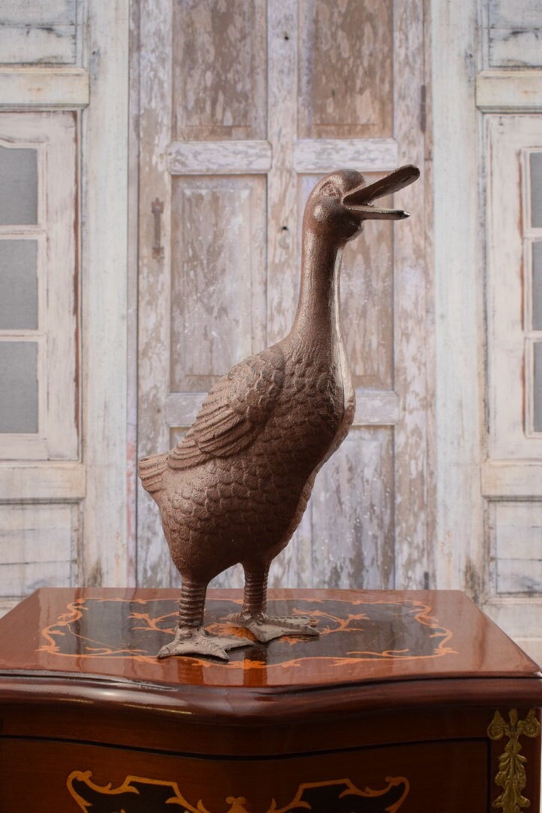 Cast Iron Duck Statue Duck Figurine Sculpture Home and Garden Decor