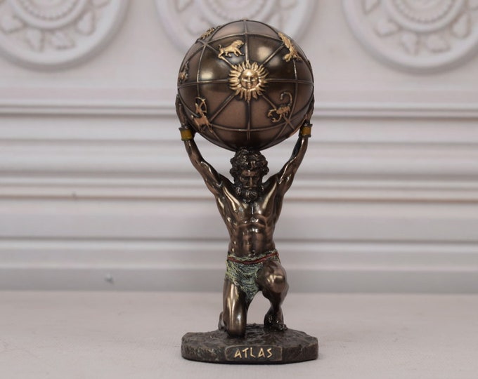 Atlas Carrying the Globe - Mythological Ancient Pharinesis Atlas Sculpture - Figure Gift Idea - Home Decor - Mythical Statue