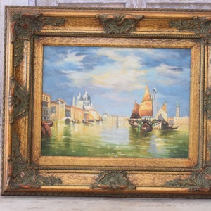 Magical Venice - Italian Cityscape in Golden Frame - Landscape Painting on Canvas - Wall Art - Wall Decor - Luxury Painting Gift Idea