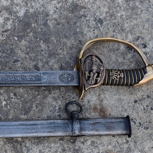 Unique Prussia Saber with Scabbard - German Saber - Prussian Saber with Eagle Pattern 1889 - Military Gift - Home Decor - Wall Decor -