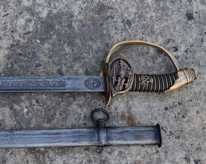 Unique Prussia Saber with Scabbard - German Saber - Prussian Saber with Eagle Pattern 1889 - Military Gift - Home Decor - Wall Decor -