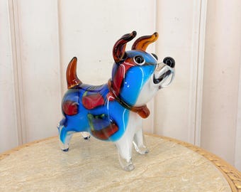 Glass Dog Sculpture: Colorful Italian Home Decor