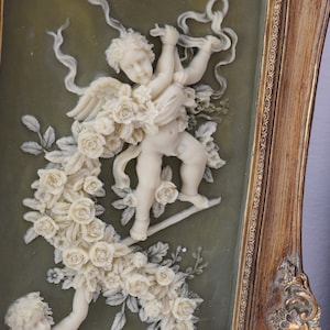 SET Dipinti in alabastro con cornice dorata Arte della parete Decorazione della parete Pittura Angeli Pittura Art Déco Pittura mitologica Decorazione per la casa immagine 5