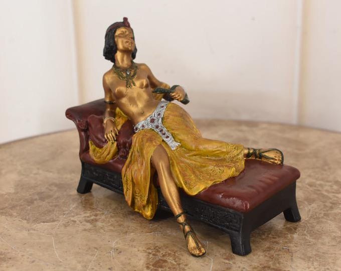 Gilded Bronze Cleopatra Sculpture – Vintage Vienna Collection Desk Decor
