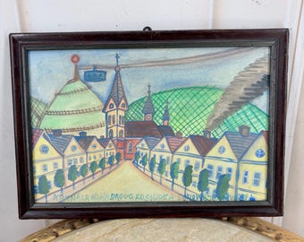 Antique Art - Nikifor Krynicki Painting: Old Krynica Zdroj, Polish Urban Art