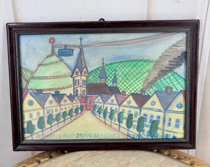 Antique Art - Nikifor Krynicki Painting: Old Krynica Zdroj, Polish Urban Art