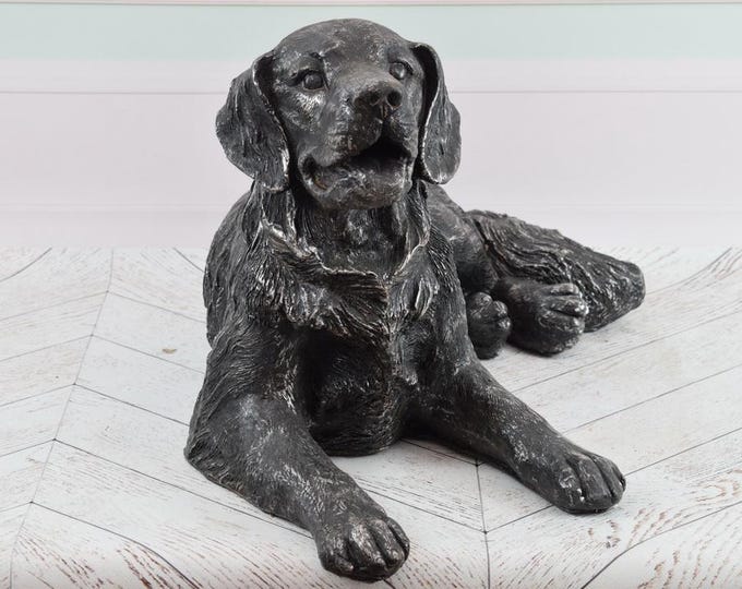 Lying Dog Garden Statue - Vintage Outdoor Decor - Realistic Dog Figurine - Weather-Resistant Sculpture - Gift for Dog Lovers - Home Decor