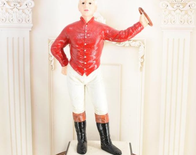 Cast Iron Figure JAMES BROWN SADDLERY | Horse Tethering Post on Base | Vintage Equestrian Decor