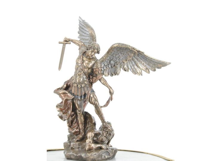 Large Figure Saint Michael the Archangel Figurine – Guardian Angel Statue – Patron of Police Officers and Goldsmiths – Spiritual Decor