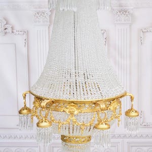 Antique Chandelier - Bronze Hanging Lamp - Cristal Bronze Effect - Ceiling Light - Home and Garden Decor Gift Idea - Old Lamp