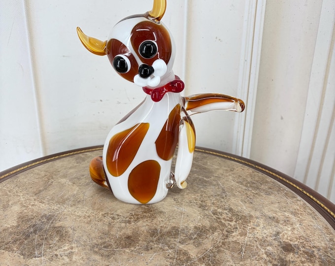 Vintage Murano Glass Dog Figurine Handmade Art Glass Animal Sculpture Elegant Home Decor Gift