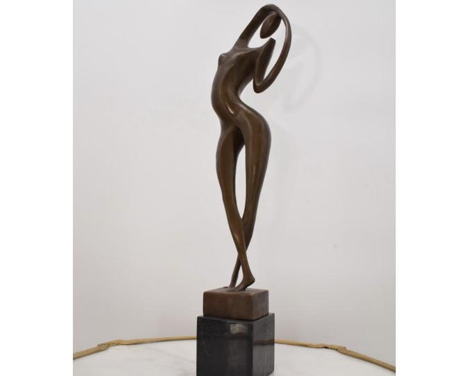 Model Woman - Modernist Abstract Dancer - Woman Bronze in Green Patina - Milo Statue Art Deco Style - Amazing Gift - Home Decor