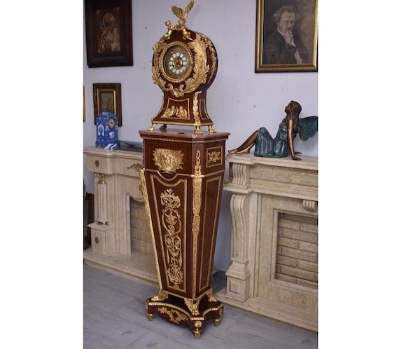 Vintage Louis XVI Grandfather Clock – Riesener Beechwood, Gilt