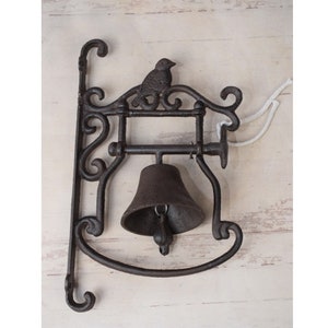 Nice Door Bell with Bird- Unique Cast Iron Bell - Welcome Bell - Cast Iron Bell - Antique Home Decor - Wall Ring Bell - Good Gift Idea