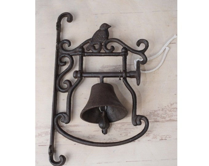 Nice Door Bell with Bird- Unique Cast Iron Bell - Welcome Bell - Cast Iron Bell - Antique Home Decor - Wall Ring Bell - Good Gift Idea