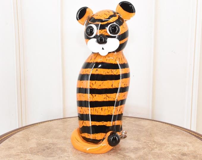 Vintage Tiger Murano Glass Statue – Italian Vintage Figurine
