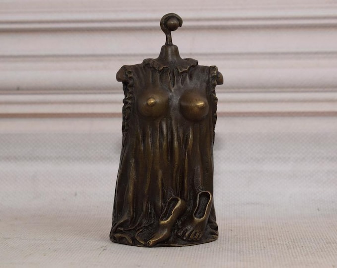 Art Deco Bronze Small Bell - Statue Dress - Restaurant Bell - Home and Office Decor - Gift Idea - Richly Decorated