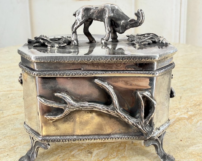 Antique Silver Casket with Chamois – Marked 84 – Jewelry Box – Mini Sugar Bowl