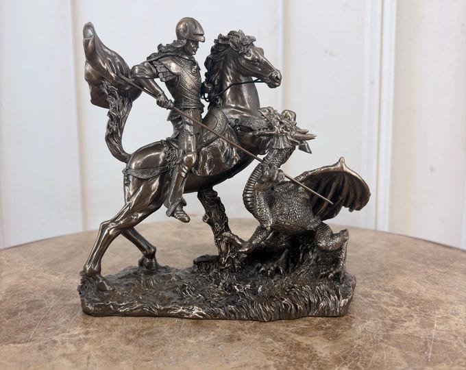 Saint George and Dragon Statue: Regency Home Office Decor