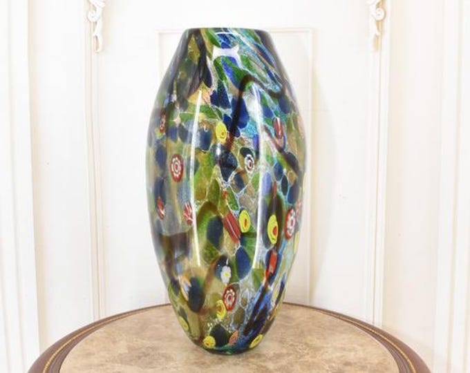 Murano Style Peacock Eye Glass Vase – Venetian Art, Italian Decor