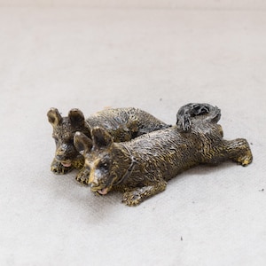 Austrian Bronze 2 Dogs Vienna Dog Friends Bronze Figure Gift Idea -