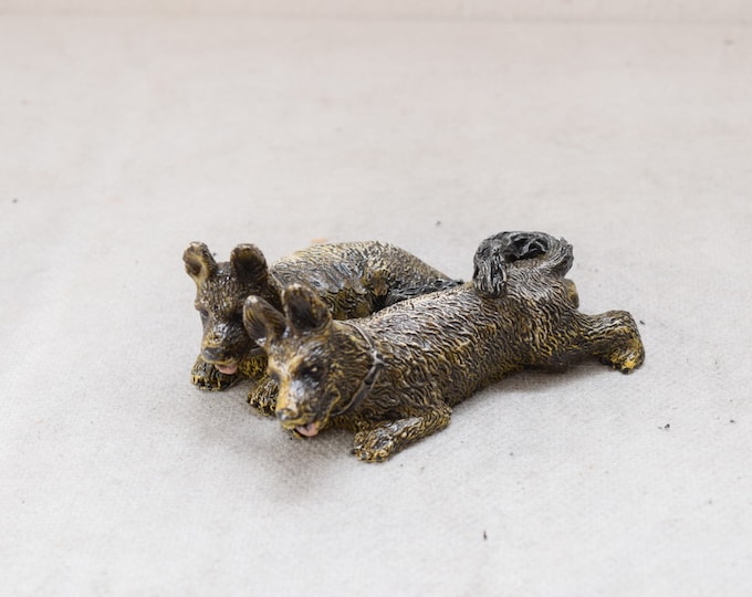 Austrian Bronze 2 Dogs Vienna Dog Friends Bronze Figure Gift Idea -