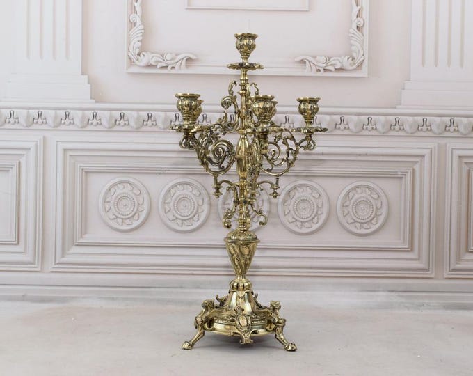 Vintage Brass Candlestick - Gold Candelabrum Brass Candleholder - Elegant Home & Office Decor - Perfect Gift for Birthday