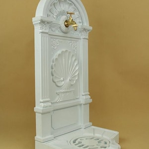 Vintage Aluminum Wall Fountain with Brass Tap: Garden Patio Decor
