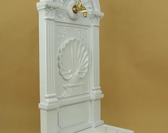 Vintage Aluminum Wall Fountain with Brass Tap: Garden Patio Decor