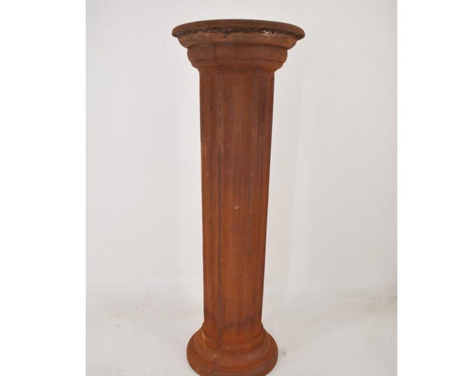 Cast Iron Pedestal – Solid & Heavy – Round Display Stand – Brown Patina – Garden Statue Base – Outdoor Home Decor