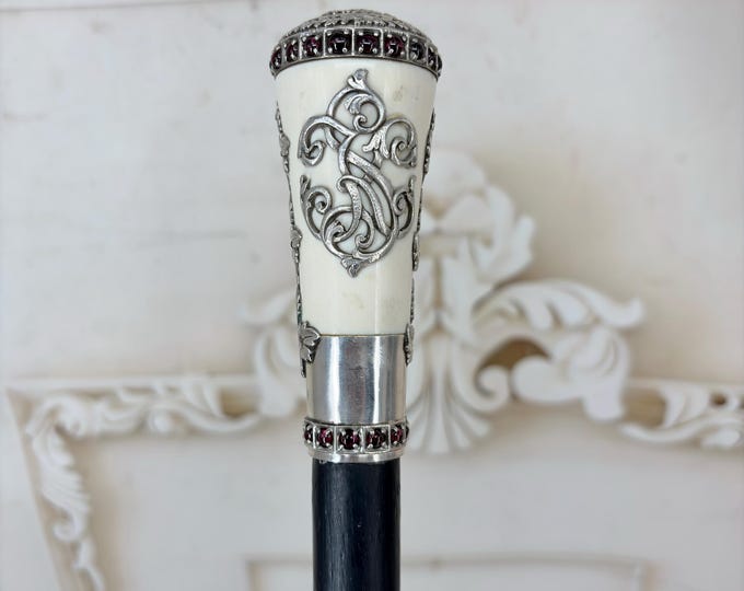 Amazing Russian 84 Silver Walking Stick – Imperial Coat of Arms Cane – Tsarist Eagle Top – Unique Collectible Decor