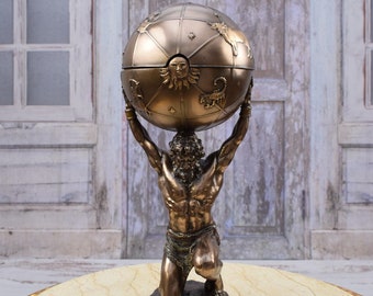 Atlas Statue – Mythological Titan Carrying Globe, Home Decor