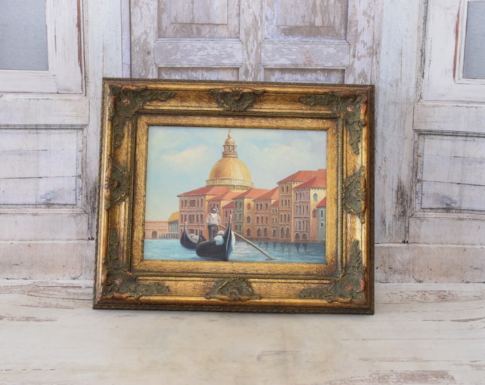 Magical Venice - Italian Cityscape in Golden Frame - Landscape Painting on Canvas - Wall Art - Wall Decor - Luxury Painting Gift Idea