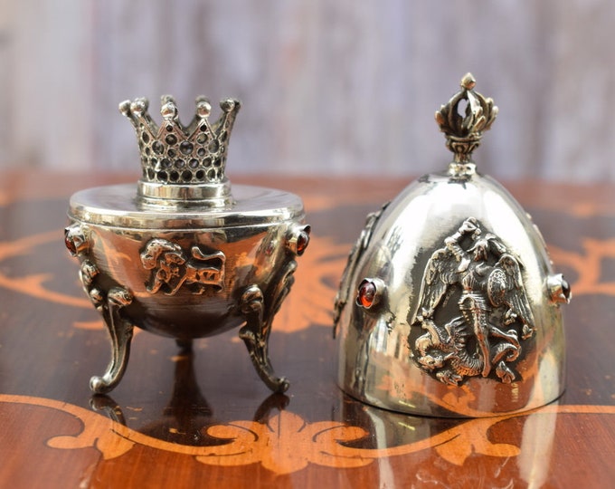 Tsar Silver Egg - Collector Item Silver - Art Work Silver Gift - 84 Tsar Russia - Silver Crone - Imperial Russia Egg - Home Decor