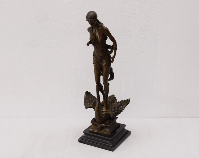 Leda with Swan Mythology Figurine Bronze - Sculpture Gift Idea  Art Nouveau Style -