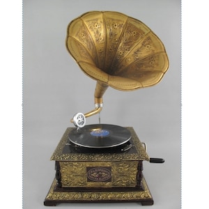 Nostalgic Gramophone - Phonograph New Working - Record Player Antique Style - Handmade Gramophone - Nice Gift Idea