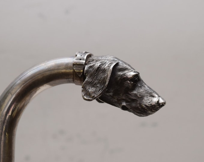 Silver greyhound dog - Tsarist silver 84 cane - art work - hunter exclusive gift idea