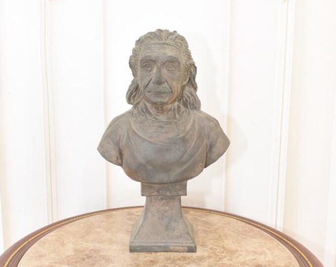 Antique Bronze Bust Albert Einstein Statue - Home Decor