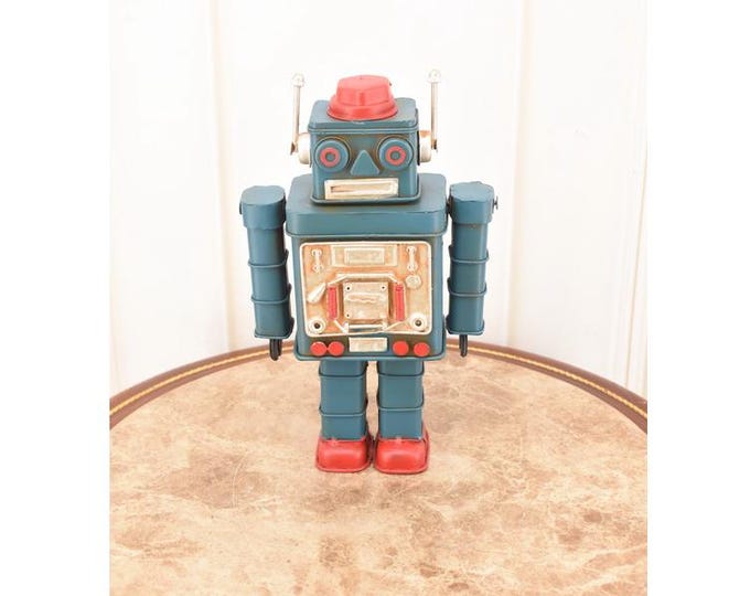 Vintage Blue Robot – Funny Metal Robot Figurine – Old Classic Toy Model