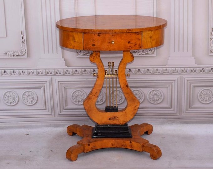 French Table Art Deco with Drawer - Wood Burl Table - Furniture Art Deco - Unique Table - Home Decor - Housewarming Gift Idea