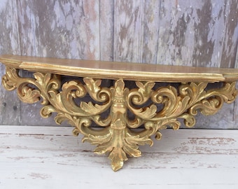 Gold Wall Console - Shelf Vintage Style - Shelf Gold Hanging - Art Work Console - Wall Decor - Home Decor - Gift for Housewarming