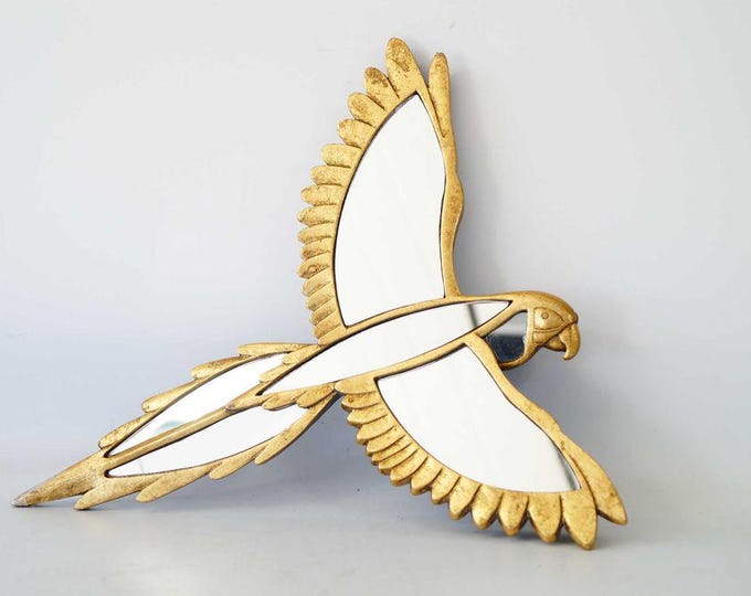 Vintage Gold Parrot Wall Mirror – Glamour Flying Bird Decor (14.17 x 13.19 in)